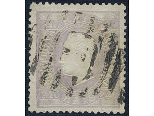 Portugal. Michel 44xB used, 1873 King Luis I 240 R lilac normal paper perf 12½. EUR 1500