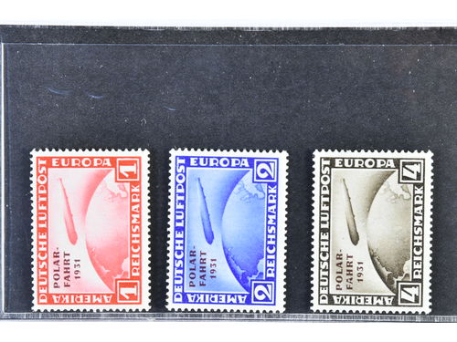 Germany, Reich. Michel 436–38 ★, Zeppelin Polarfahrt 1931. Complete set with traces of hinges on the stamps. EUR 900