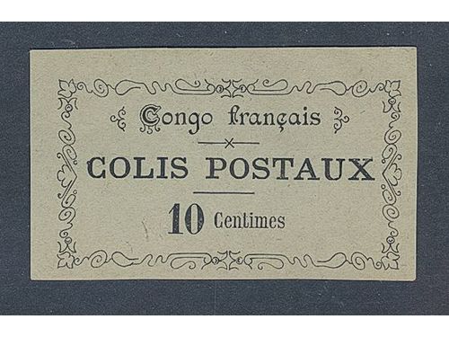 French Congo. Parcel Y 1 (★), 10 c large format. Not listed in Michel, but in Yvert & Tellier. FRF 300