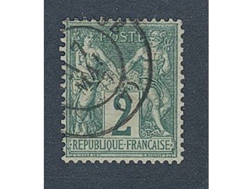 France. Michel 57 I used, 1876 Allegories 2 c green type I. EUR 250