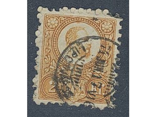 Hungary. Michel 1a used, 1871 King Franz Joseph 2 k orange 1st printing. EUR 170