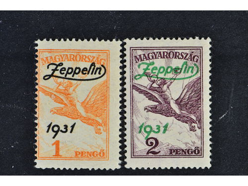 Hungary. Michel 478–79 ★★, 1931 Zeppelin Overprint SET (2). EUR 200
