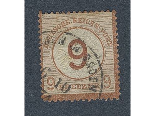Germany, Reich. Michel 30 used, 1874 Large Coat-of-arms 9 on 9 Kr orange. EUR 650