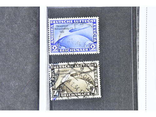 Germany, Reich. Michel 497–98 used, 1933 Graf Zeppelin – World Exhibition in Chicago 2 + 4 M. EUR 800