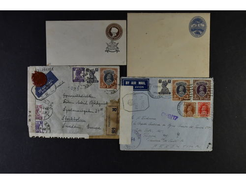 British commonwealth. Covers,  covers. 17 covers from Australia, Canada, India and Malysia. Also a few others, plus passport cards with Indian Police revenues.