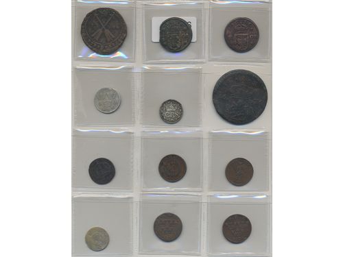 Coins, Sweden. 24 coins in silver and bronze, 1620s–1854, mixed quality.  .