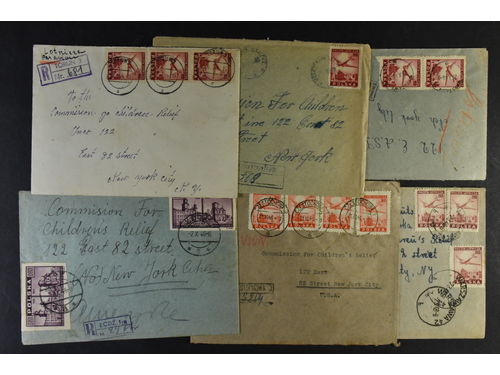 Poland. Covers,  covers. 65 covers 1946–48 to USA with different frankings. Many registered and and sent by airmail.