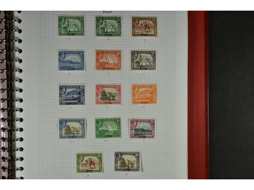 Aden. Collection ★/⊙ 1939–60s in album. Some better, and an interesting cancel study including Indian stamps and covers/cards.