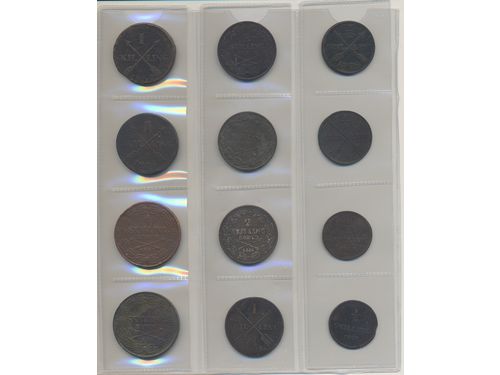 Coins, Sweden. 1 album with 172 coins in silver and bronze, 1800–1872, mixed quality.  .
