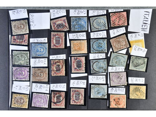 Italy. Collection mostly used Classics–1950s in stockbbok. Mainly medium priced to better stamps with notes of Michel catalogue values and numbers. Apparenty almost all different. High value! Also few from Spain. The entire lot is presented at www.philea.se. Mostly fine quality.