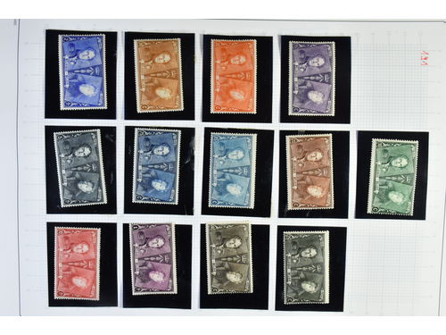 Belgium. Collection mostly ★★ 1924–98 in two KABE albums. In the beginning x/xx and from the 1950s apparently all xx. e.g. 342–43, 354–55 (! EUR 2200), souvenir sheet 3 (small damage in corner), 4, 5, 23, 24, 25 all xx, 941–48, 676–78 xx, etc. From 1957 apparently cpl. Favourable reserve! Fine quality.