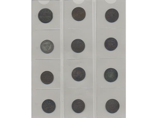 Coins, Sweden. 1 Album with 36 coins in silver and bronze, 1674–1867, mixed quality.  .