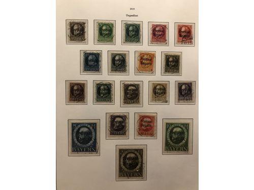 Germany, states. Used. Collection with stamps from many states in album with stamp mounts. Mostly Bavaria and Württemberg but also e.g. Thurn/Taxis, Nord. Postbezirk, Prussia, Baden and Hannover etc. Mixed-VF. (470)