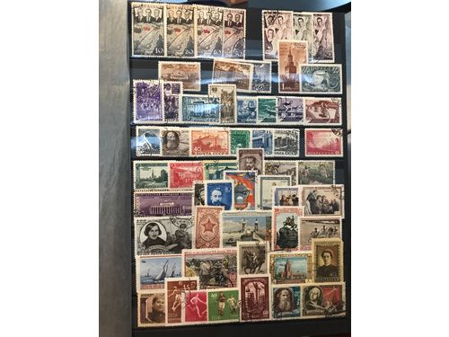 Soviet Union. Used. Coll/accumulation mostly ca 1940–82 in stockbook incl. about 25 souvenir sheets. More than 1500 different.
