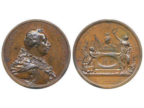 Medals, regal, Sweden. Gustav III, Hild. 98, Hild. Bronze medal to the Death of The King, 56 mm, 81.11 g. Engraved by Küchler. 01/0.