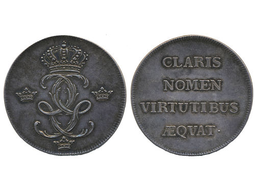 Medals, regal, Sweden. Gustav III, Hild. 5, 1762. Silver medal, 12.30 g. The Crown Prince's visit to Royal mint 15 December 1762. Ex. Sven Svensson. 01/0.