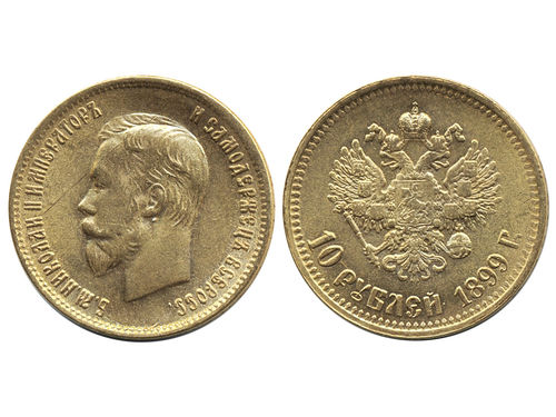 Coins, Russia. Nicholas II, KM Y#64, 10 roubles 1899. 8.38 g. XF.