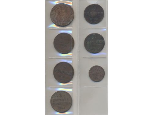 Coins, Russia. Copper and silver coins 1700s–ca 1920, approx 100 pcs. Please inspect! VG-XF.