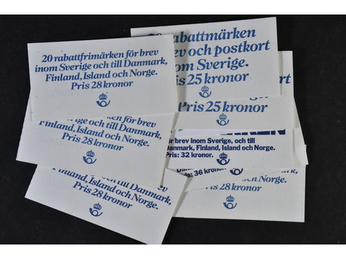 Sweden. Discount stamp booklets. Nine booklets incl. two 1980 and seven 1981–87.