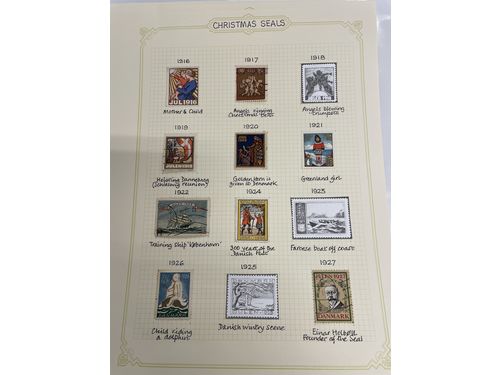 Thematics, Christmas. Accumulation used 1904–1940 on leaves with stamp mounts Fine quality. (50)