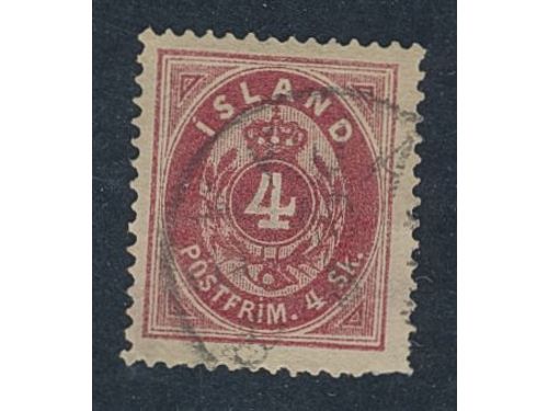 Iceland. Facit 2 used, 1873 Skilding values 4 sk red, perf 14 × 13½. SEK 9000