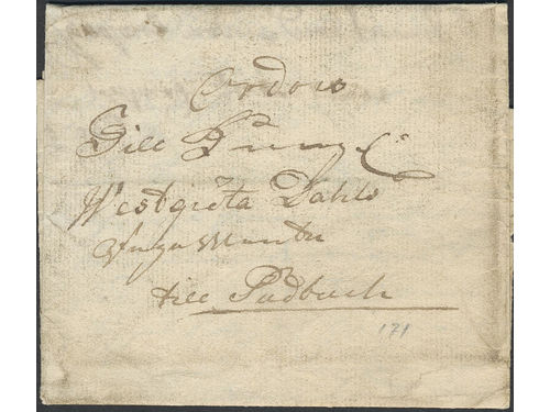 Sweden. Foreign-related cover. Swedish Pomerania. Letter ('General Ordres') sent from Garz on Rügen on 13 January 1758 to Västgöta-Dal Regiment. Ex. Zetterberg.