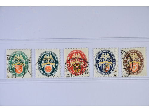 Germany, Reich. Michel 430–34 used, 1929 Charity – Coat-of Arms IV SET (5). EUR 190