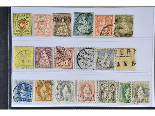Switzerland. Used 1850–1899. All different, e.g. Mi 8 II, 12, 13 II, 14 II, 25, 28, 31, 35, 46, 48, 56, 62, 64, 68. Mostly good quality. Mi € 836 (19)