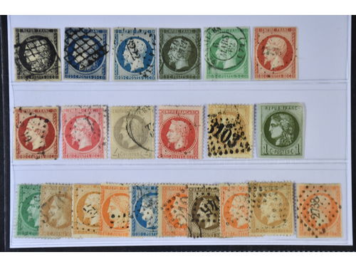 France. Used 1849–1870. All different, e.g. Mi 3-4, 9-11, 16a+b, 23, 26, 31, 33, 36. Mostly good quality. Mi 929 (22)