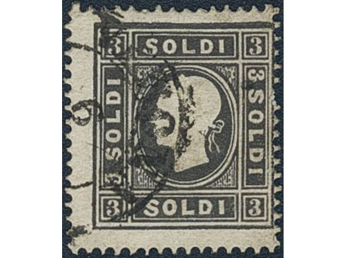 Austria, Lombardia-Venetia. Michel 7 I used, 1858 Emperor Franz Joseph 3 So black type I. Certificate Ferchenbauer. EUR 270