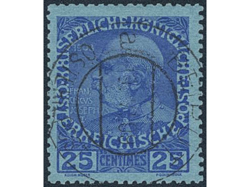 Austria, post in Crete. Michel 24 used, 1914 25 C ultramarin. EUR 230