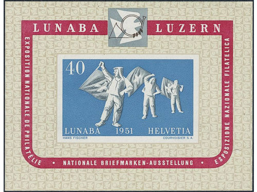 Switzerland. Michel 560 ★★, 1951 LUNABA Exhibition souvenir sheet 14. EUR 260