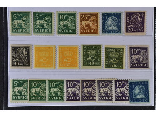Sweden. ★★ 1920–1936. All different, e.g. F 140A+C, 144C, 147, 152Cbz, 153, 155, 156–59. Mostly fine quality. F SEK 7820 (20)