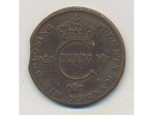 Coins, Sweden. Karl XIV Johan, SM 102, 1 skilling 1822. 16.46 g, SMB 87. 1+.