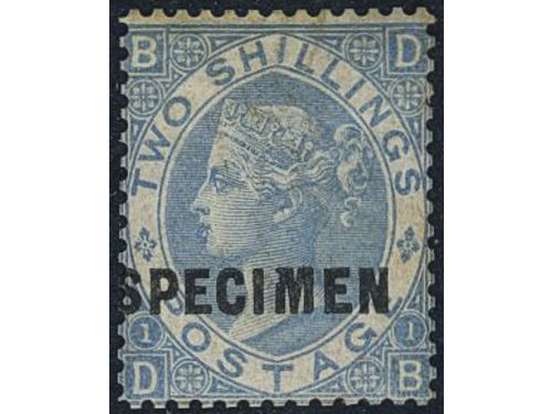 Britain. Michel 34 ★★, 1867 Queen Victoria wmk Spray of Rose 2s. dull blue, watermark Spray of Rose. With SPECIMEN overprint. EUR 400