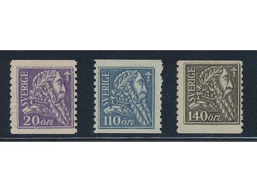 Sweden. Facit 153–55 ★★, 1921 Gustaf Vasa SET (3). SEK 2650