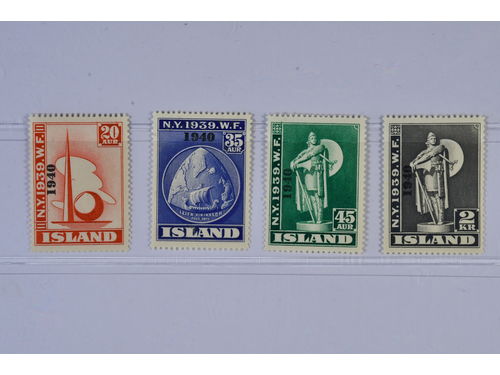 Iceland. Facit 256–59 ★★, 1939 Overprint “1940” SET (4). SEK 2000