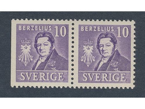Sweden. Facit 320BC ★★, 1939 Royal Academy of Sciences 10 öre violet, pair 3+4. SEK 1700