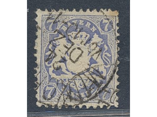Germany, Bavaria. Michel 34 or Scott 35 used, 1875 7 Kr dark-blue. EUR 340