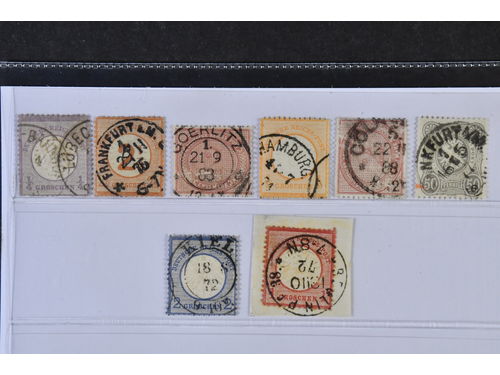 Germany, Reich. Used 1872–1875. All different, e.g. Mi 16, 29, 37(cancelled 21.9.83). Mostly good quality. Mi € 702 (8)