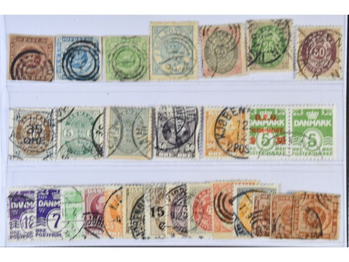 Denmark. Used 1851–1938. All different, e.g. F 2-3, 5, 11, 34-36, 47, 50, 52, 67-68. Mostly good quality. F SEK 7800 (27)