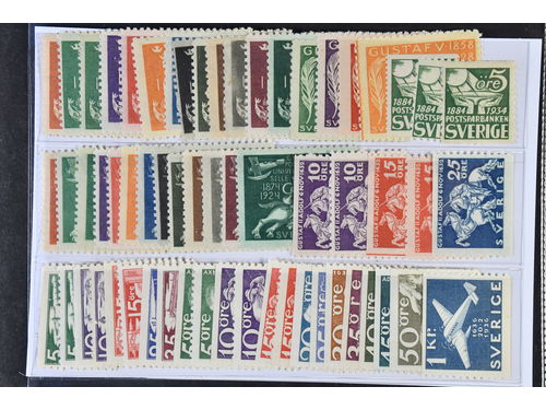 Sweden. ★★ 1924–1936. All different, e.g. F 196-207, 197cx, 226-29, 234-36, 240-44, 246-55, 257. Mostly good quality. F SEK 13870 (60)