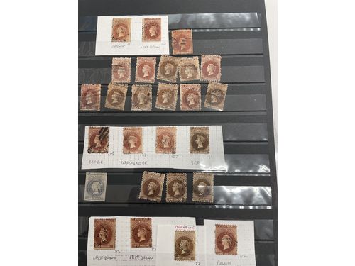 Australia. Lot used 1868 on leaves with stamp mounts Mostly fine quality. (26)