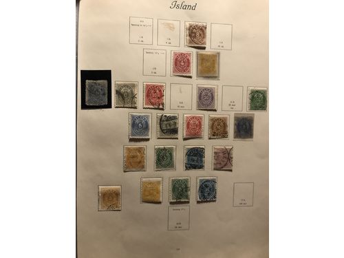 Iceland. ★/⊙. Collection 1873–1920 incl. three skilling values and two Pris (mixed qual.), good Aur-values and I Gildi, F75 *, nice official stamps, etc. F > 57000. Mostly fine quality. (105)