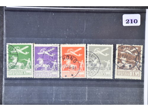Denmark. Facit 213–17 used, 1925 Air Mail Stamps SET (5). Complete set in very fine condition. SEK 5500