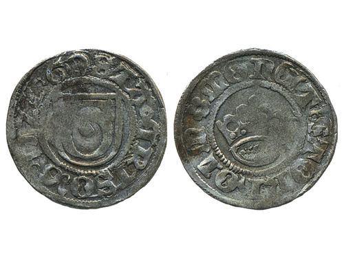 Coins, Sweden. Gustav Vasa, SM 80, 1 fyrk 1522. 0.99 g.Stockholm. SMB 242. 1.