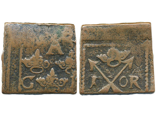 Coins, Sweden. Gustav II Adolf, SM 151b, 1 öre (klippe) 1626. 25.23 g. Säter. SMB 174. 1.