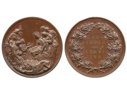 Medals, non-regal, Britain. 1862. 232 g, bronze, Londini honoris causa, Leonard c. wyon, 76 MM. XF-UNC.