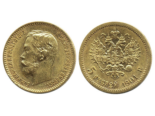 Coins, Russia. Nicholas II, KM 62, 5 roubles 1901. VF-XF.