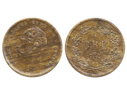 Coins, Sweden. Oskar I, SM 137, 1 öre 1856. Key date. SMB 150. 1+/01.
